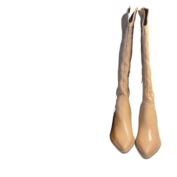 NIB Oasis Society Samara Nude Embroidered Heel Tall Western Boot Size 10 - Picture 8 of 14